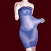 Fashion Women Lace Bodycon Tube Micro Mini Dress 5D Oil Glossy Shiny Package Hip Dress Sheer See Through Elastic Maid Dress