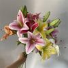 2 Heads Big Lily Artificial Flower Branch Simulation Decorative Bouquet Fake Lily Branch DIY Handmade Bouquet Wedding Decoration