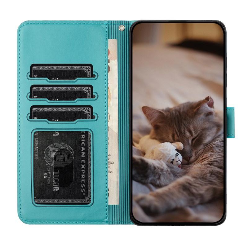 Suitable for iPhone 15 14 13 Phone Case, 15plus Solid Color Embossed Cat Card Slot Wallet Protective Case