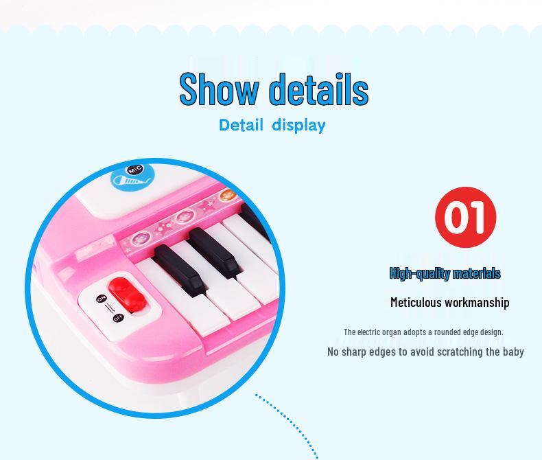 37-Key Children's Educational Electronic Keyboard with Microphone - Girls' Music Piano Toy
