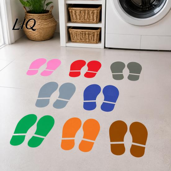 Early Education Floor Stickers 4 Sheets 8 Pairs Kids Shoes Decals, Colorful Footprint Adhesive Waterproof Stairway Directional PVC Step for Classroom