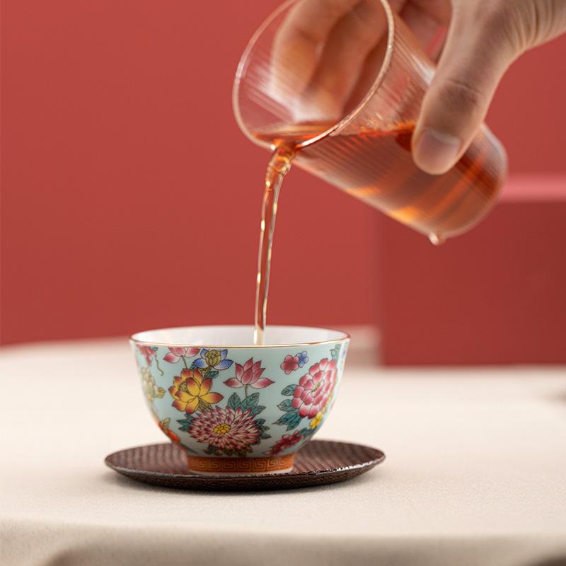 NEW Enamel Ceramic Master Kung Fu Large Personal Tea Tasting Cup Business Festival Gift Small Set