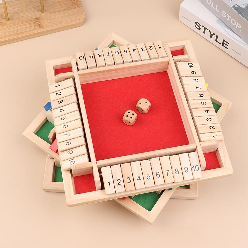 Four Sided 10 Numbers Shut The Box Board Game Set Dice 4 Players Party Number Game Board Games For Adults Families