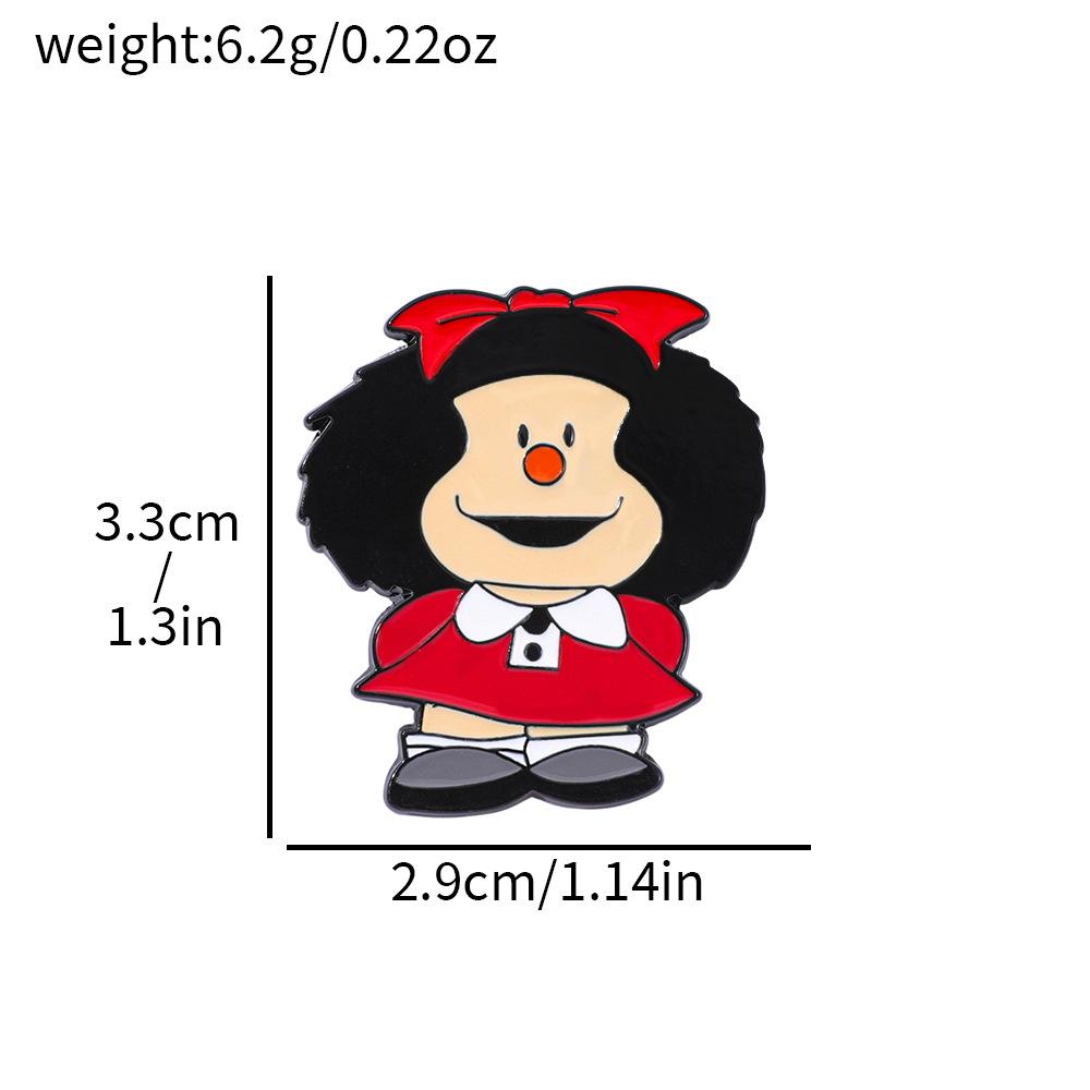 Cartoon creative little girl Mafalda styling metal emblem Mafalda alloy drip brooch pin
