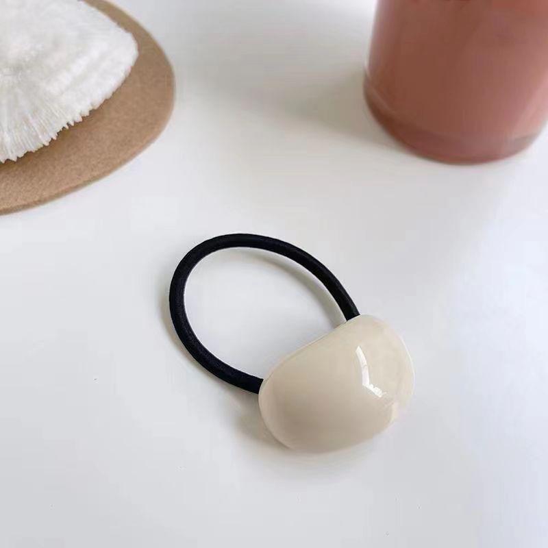 

Молочно-кофейное кольцо для волос: Минималистичный овальный геометрический аксессуар для волос, дизайн с маленькой шапочкой, ретро-резинка для волос в корейском стиле.