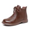 Women's shoes  new flat bottomed short boots soft top soft sole middle-aged women's leather boots cowhide