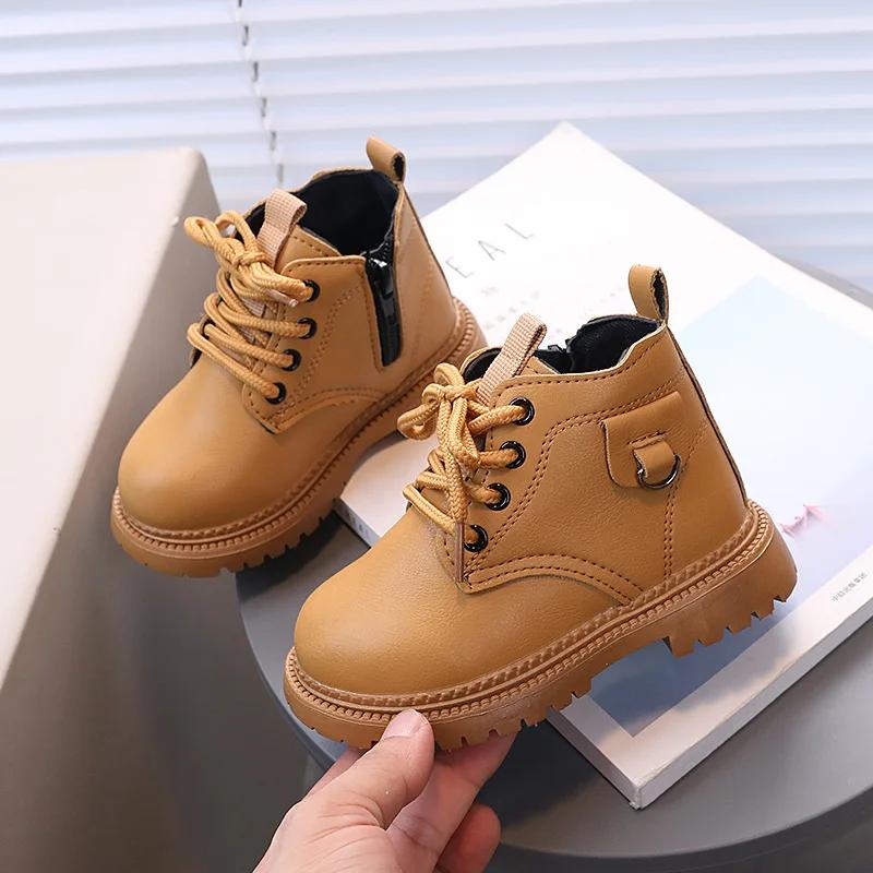 Мальчики Девочки Короткие Ботинки с Металлической Отделкой Детские Ботильоны Мягкая — фото 3