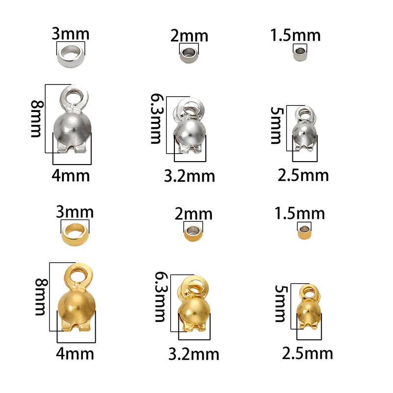 100Pcs Stainless Steel Buckle Positioning Bead, Clasp Connector for Chain Jewelry