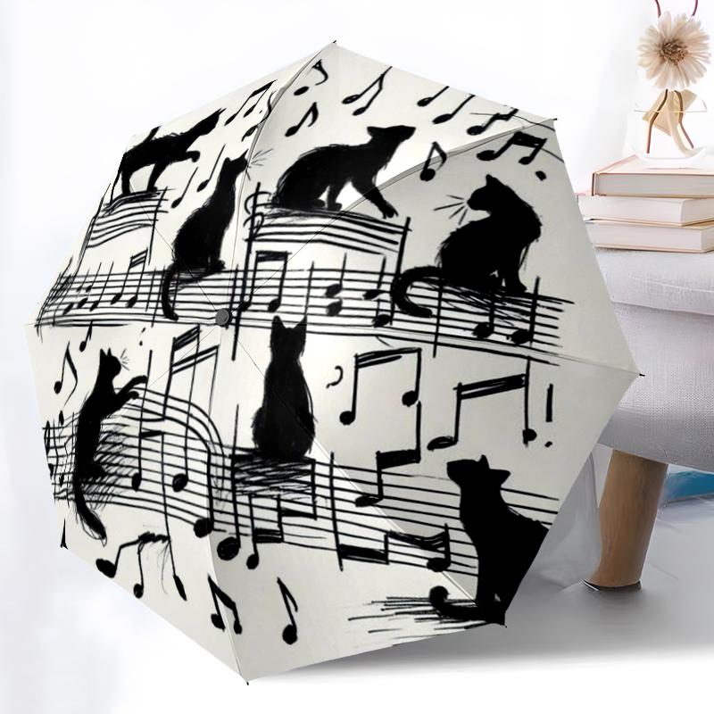 1PC Musical notes Umbrella Portable Folding Umbrella Iron Frame Hole Bone Structure Outdoor Home Umbrella A1
