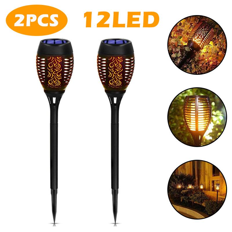 12/33/72/96LED Solar LED Flame Torch Light Outdoor Waterproof Night Auto on/Off Pathway Lamp Garden Landscape Lawn Decor Lantern