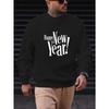 Men's Casual Round-Neck Sweatshirt With Happy New Year Design.