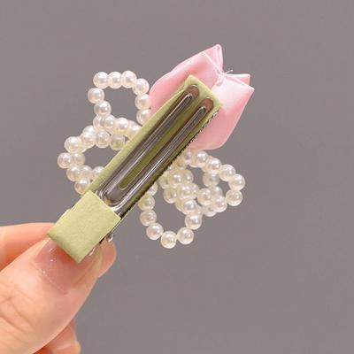 Elegant Sweet Tulip Pearl Hairpin Premium Sense Korean Style Fairy Hairpin Pearl Bowknot Hair Clip Women Hair Accessories