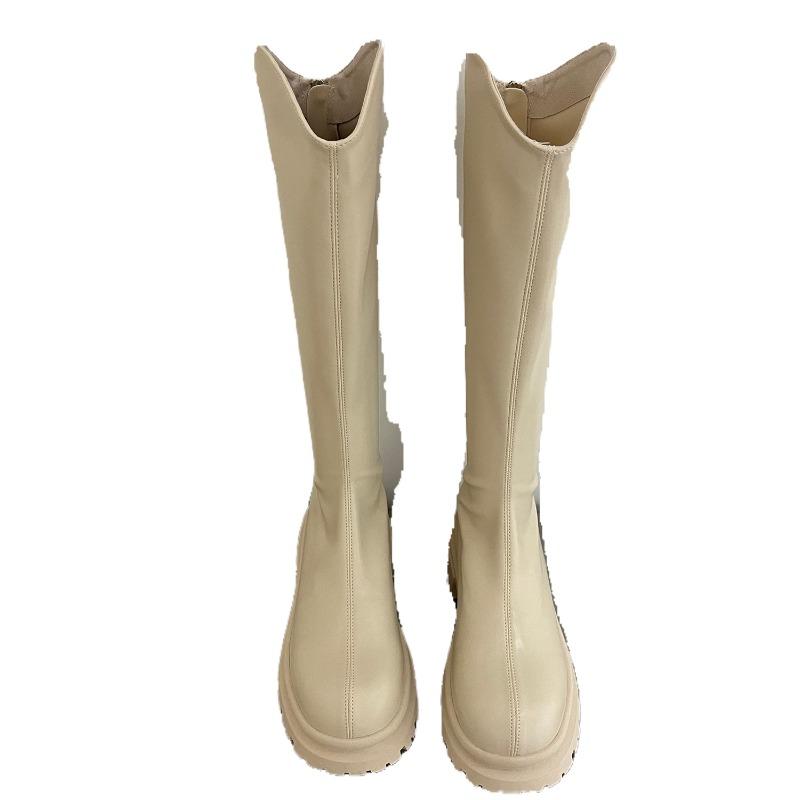 Stivali retrò colorati da donna Stivali al ginocchio Stivali lunghi da cavaliere alla moda con cerniere posteriori Tacchi quadrati Autunno Inverno Scarpe da donna