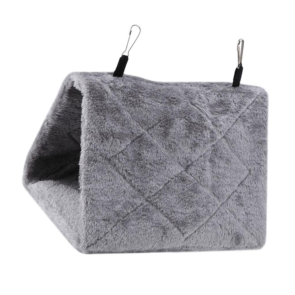 Mjuk Plysch Hängmatta Hängande Bur Tält För Fåglar Papegoja Vinter Varm Säng Husdjursleksak (Grå S)