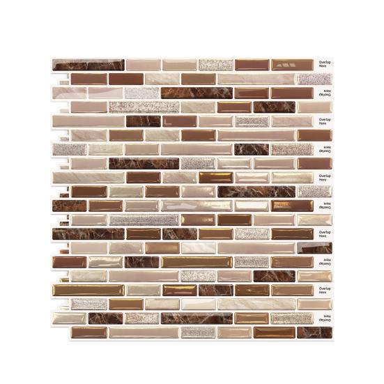 Decorative Adhesive Wall Sheets 3D Gel Faux Mosaic Stickers, Easy Peel & Stick Backsplash Tile Textured Panels Vintage Brick Wallpaper for Kitchen,