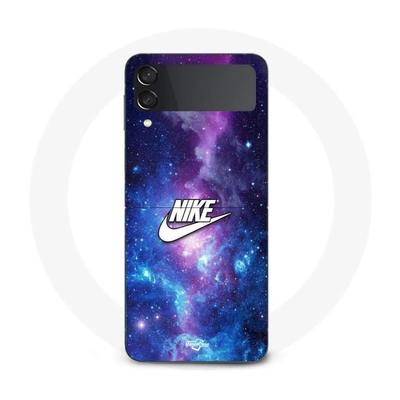 Hülle - Nike - Galaxy Z Flip4 - Weißes Logo - Bunter Weltraum - Weich
