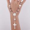 Catholic Finger Chain Small Rosary Finger Baptism Rosaries Faux Pearls Bracelet Suitable for Baptism Favors Christening