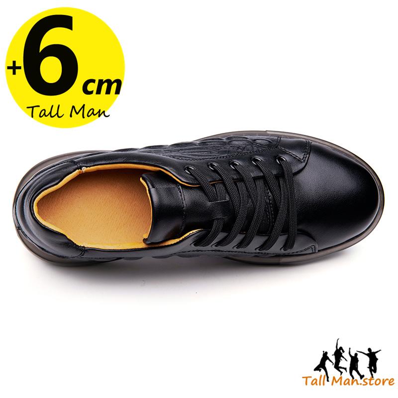 Herren Sneaker Leder Schuhe mit Absatz Höhenerhöhende Einlegesohle 6 cm Alltag Sport Mann Freizeit