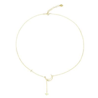 Necklace Women Simple Gold Necklace Lady'S Moon Pentagram Necklace
