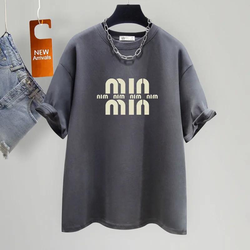 Summer Y2k Chic Fashion Letter Casual Loose O-neck Tops Women Clothing Oversized Pure Cotton Short Sleeve T-shirt