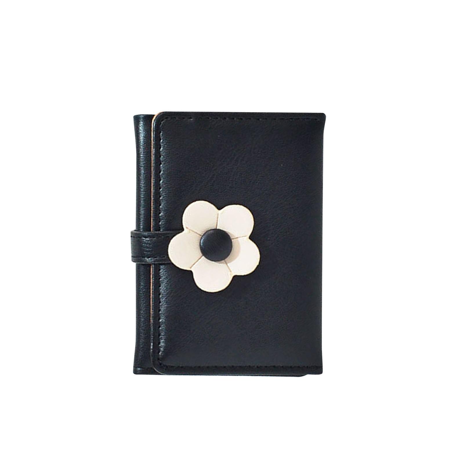 

Милый кошелек, зеленый, тонкий, тройной, кошелек из искусственной кожи, маленький кошелек для женщин, девушек, подростков One Size чёрный