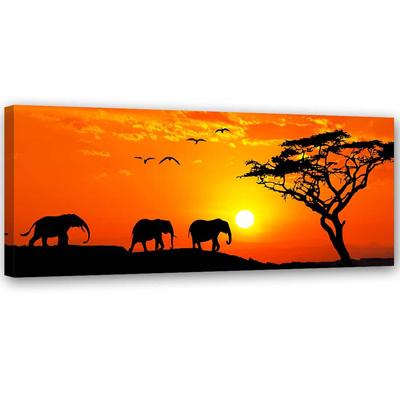 Canvas Print Africa Sunset Elephants