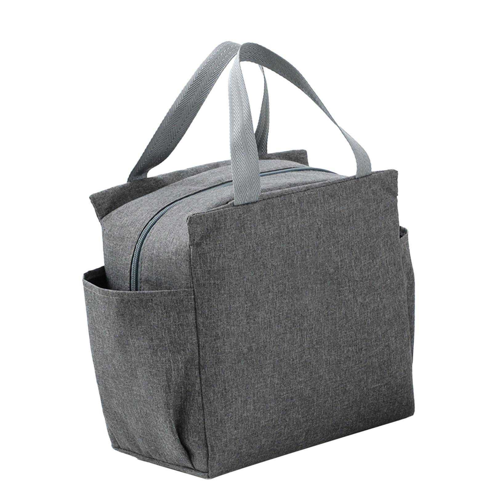

Insulated Lunch Bag Stylish Simple Large Capacity Thickened Aluminum Foil Lunchbox Handbag for Work School Travel Grey