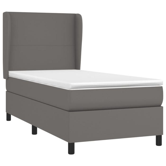 3128899 vidaXL Lit à sommier tapissier avec matelas Gris 100x200 cm Similicuir