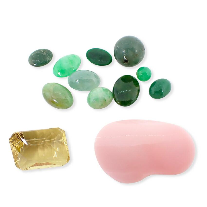 [Used] Lemon quartz, jade, green garnet, conch shell loose stone/j25-3