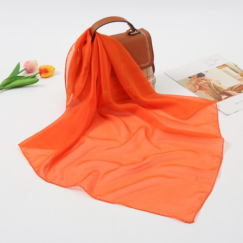 Summer Fashion Solid Color Chiffon Silk Scarf Women, Candy Color Multi-color Decorative Scarf Square Scarf Kindergarten Gift