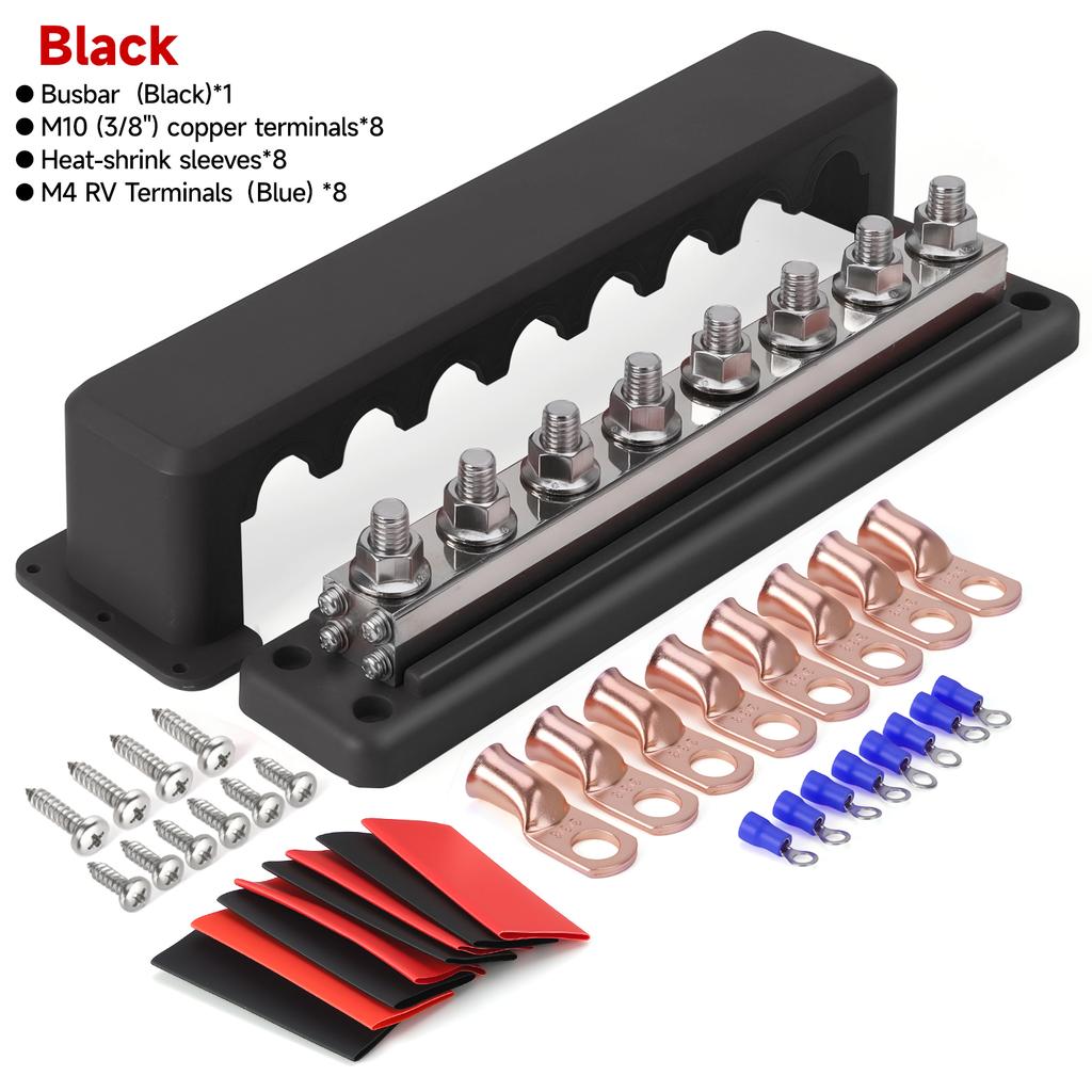 24V Power Distribution Block M10 Termianl Bus for Automotive Boat Car Terminal Block Negative Bus Bar 24V 600A Terminal Block