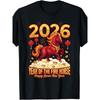 European Size 2026 Chinese New Year of The Fire Horse Lunar Zodiac T-Shirt | for Women, Summer Short-Sleeved, Vintage Style, Crew Neck