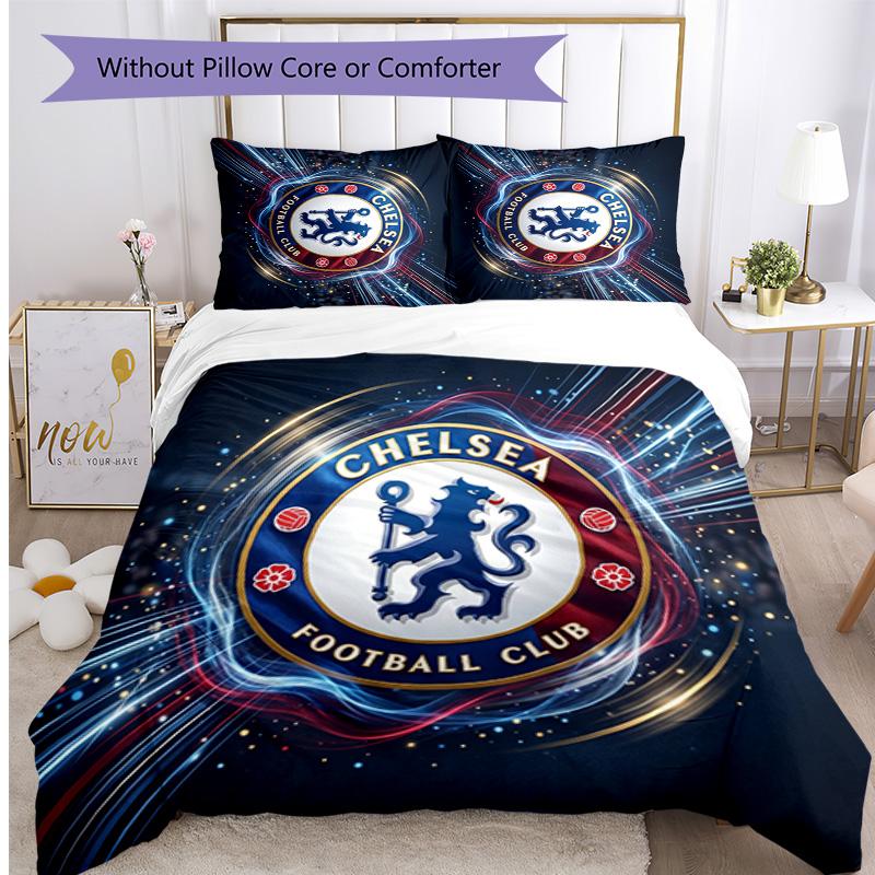 Set Lenzuola 3 Pezzi Stampato Chelsea FC Morbido Delicato sulla Pelle Lavabile Copripiumino e Federe Set Tutte le Stagioni Camera da Letto