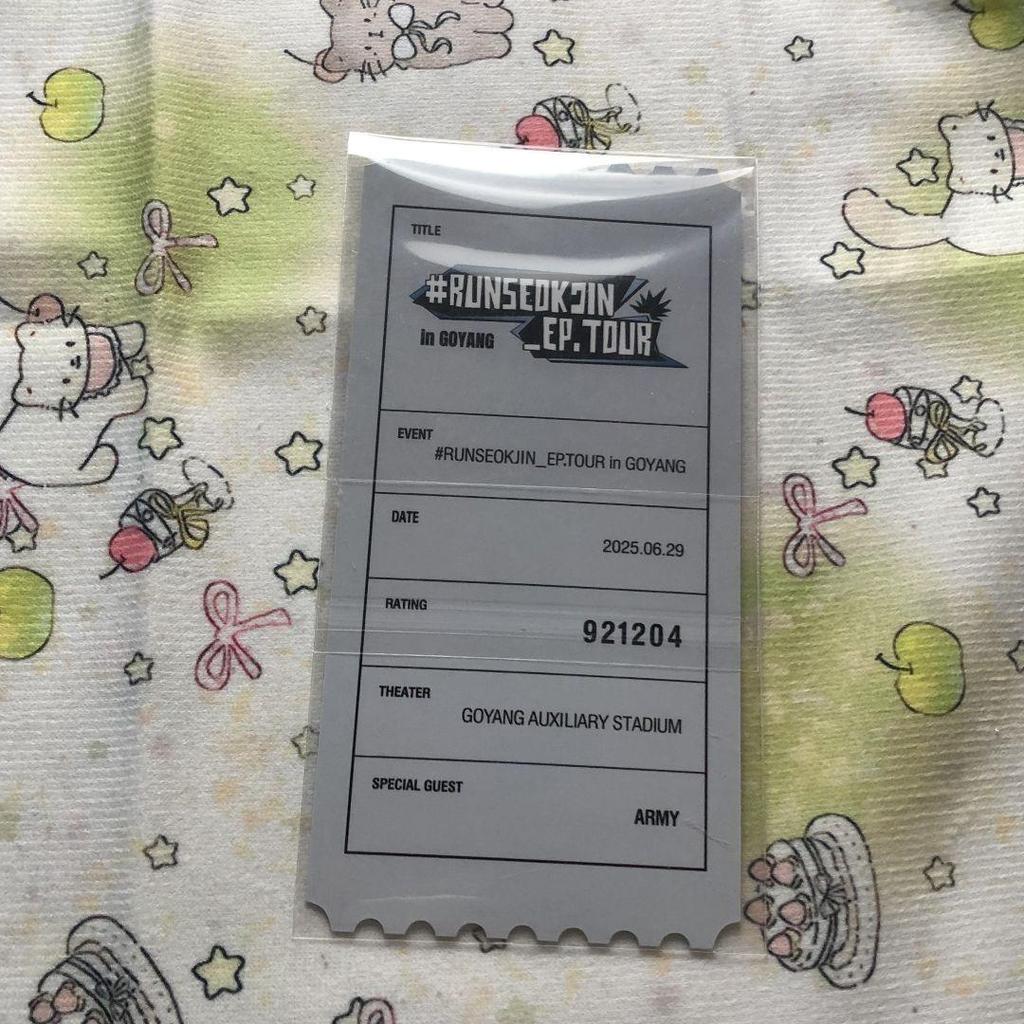 [USED] BTS Jin Day 2 6/29 RUNSEOKJIN EP.TOUR Trading Card