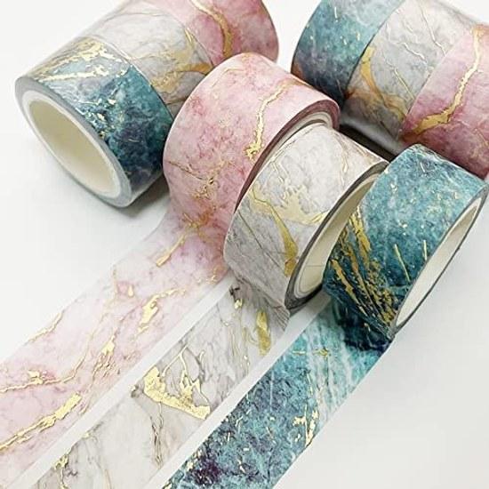 YUBBAEX Volume 3 Masking Tape Bronze Texture Wide Gold Foil Super Cute Style Thin Gift Wrapping DIY Crafts Notebook Decoration (Marble Texture)