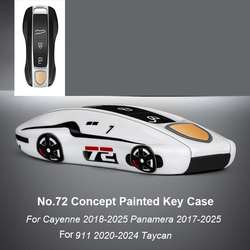 Pro Porsche Panamera Cayenne Macan 718 Cayman Boxster 911 Taycan 10-25 Auto Zelená Grello Lakovaný Klíčenka Ochranný Kryt