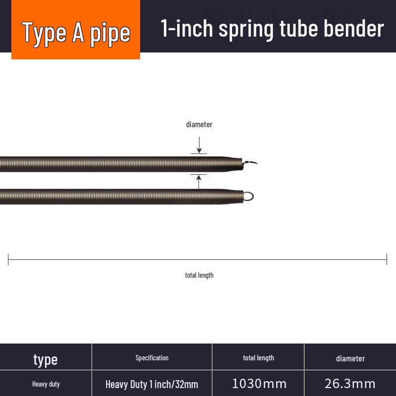 1.5m Manual PVC Conduit Bender Spring for Electricians - Fits 3/8", 1/2", and 3/4" Conduits