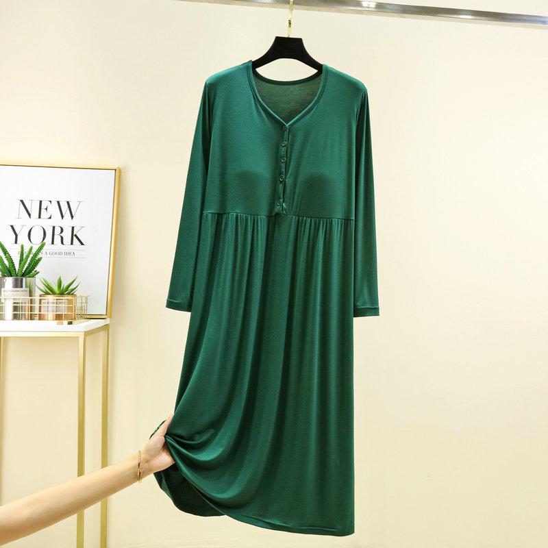Women's Modal Long Sleeve Swing Dress with Chest Pads - Plus Size Casual for Spring, Summer, Autumn