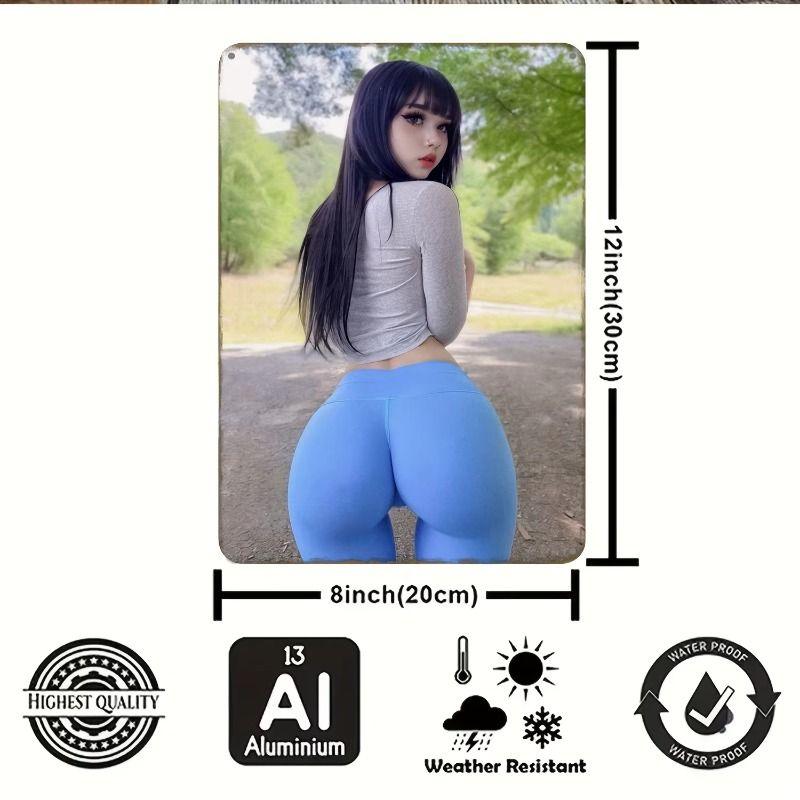 Vintage Kvinlig Silhuett Metall Logotyp för Bar & Garage