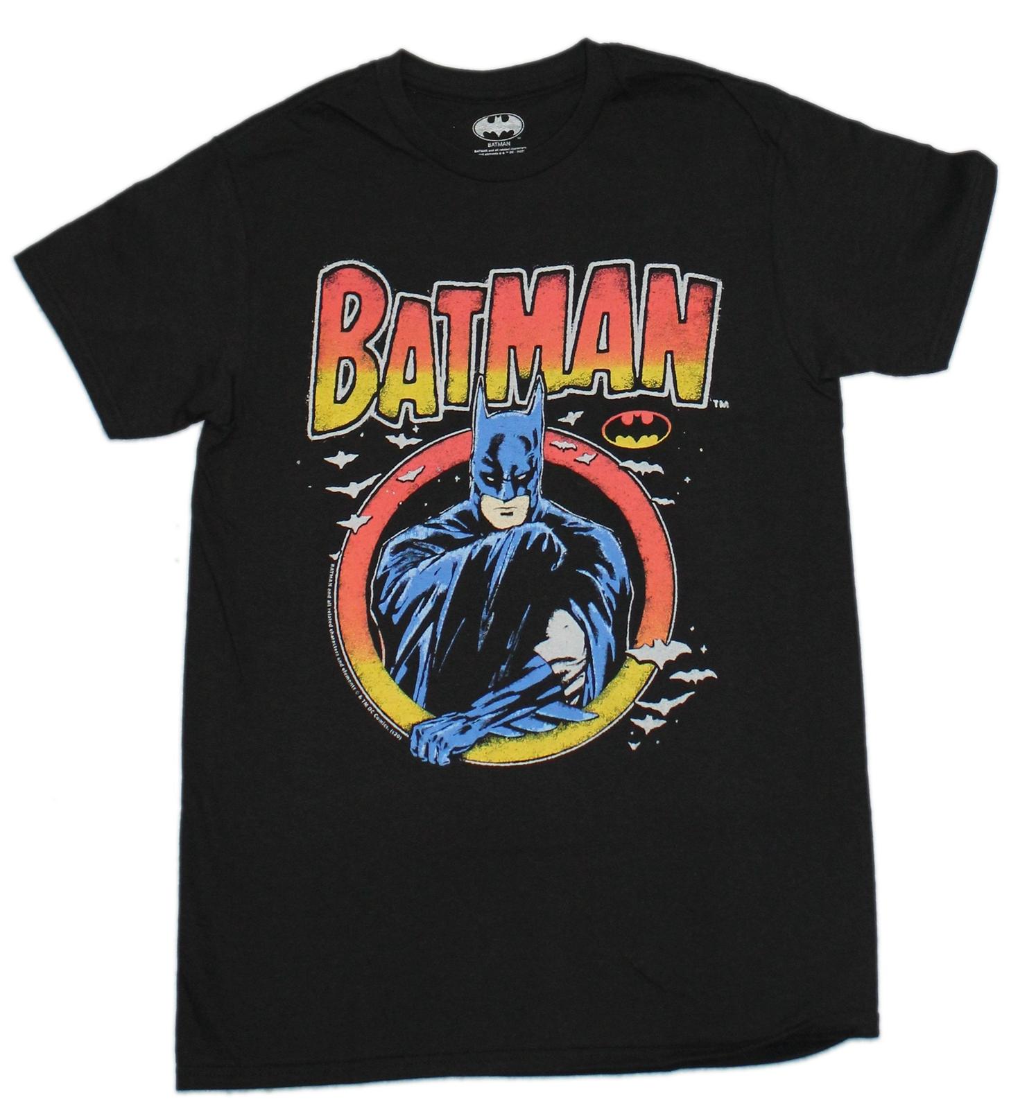 Batman Mens T-shirt In Circle Under Logo Surrounded by Bats XXXXL