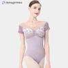 Kvinners Ballettdans Leotard Med Isblomster Sammetspanel Kort Erme Voksen Trening Yoga Ytelse