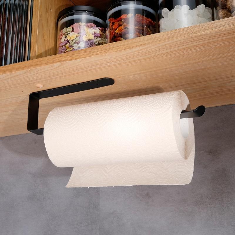 Under Cabinet Toilet Roll Storage Rack Stainless Steel Paper Towel Holder Rustproof Towel Hanger Storage Shelf