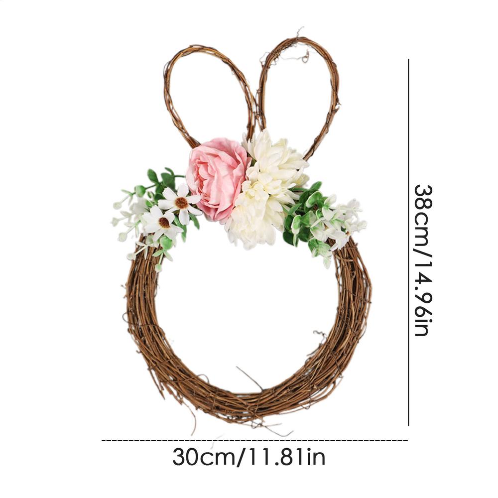 Easter Bunny Wreath Rabbit Shape Flower Decorations Easter Bunny Wreath For Front Door For Outdoor Indoor Home Window Wall