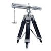 Chrome Telescope with Black Wooden Tripod Custom Gift for Anniversary, Retirement, Birthday