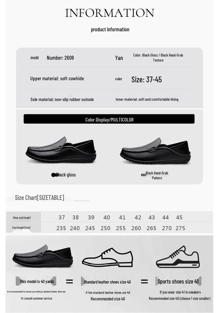 Men's Large-Size Driving Loafers with Collapsible Heel - Soft Leather Casual Shoes