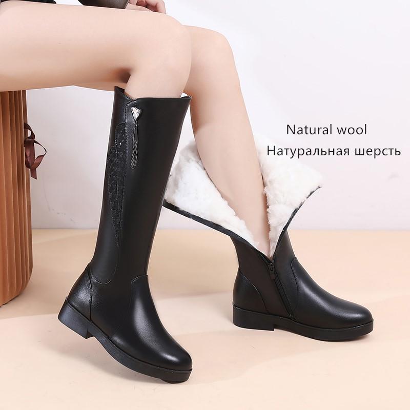 Fashion AIYUQI Women Winter Boots 2025 New Genuine Leather Women Long Boots Anti Slip Large Size 41 42 43 Wool Warm Knight Boots Women