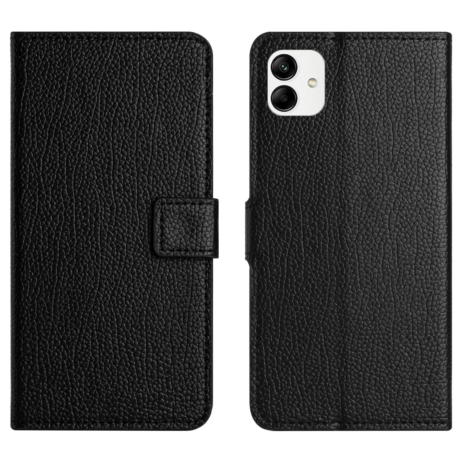 

For Samsung Galaxy A05 4G Cover Litchi Texture Leather Smartphone Case with Wallet Black