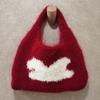 Plush knit bag, small bag, autumn/winter handheld, cute fluffy handbag, winter knit bag