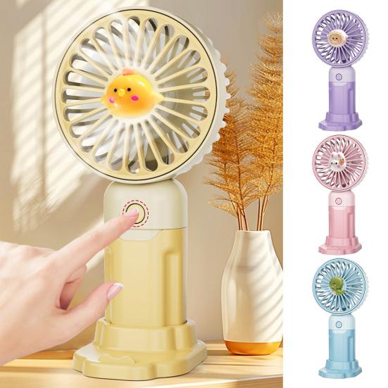 Cartoon Animal Handheld Fan 3 Speed Adjustable USB Rechargeable Summer Cooling Fan with Phone Holder Portable Travel Mini Personal Desk Fan