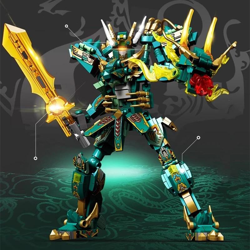 SEMBO Transforming Robot Building Blocks Chinese Mythology Sacred Beast Model Ornament Assembled Toy Figure Birthday Gift